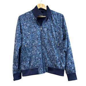 Athleta Brooklyn Bomber Jacket S Blue Camo Zip-Up Lightweight